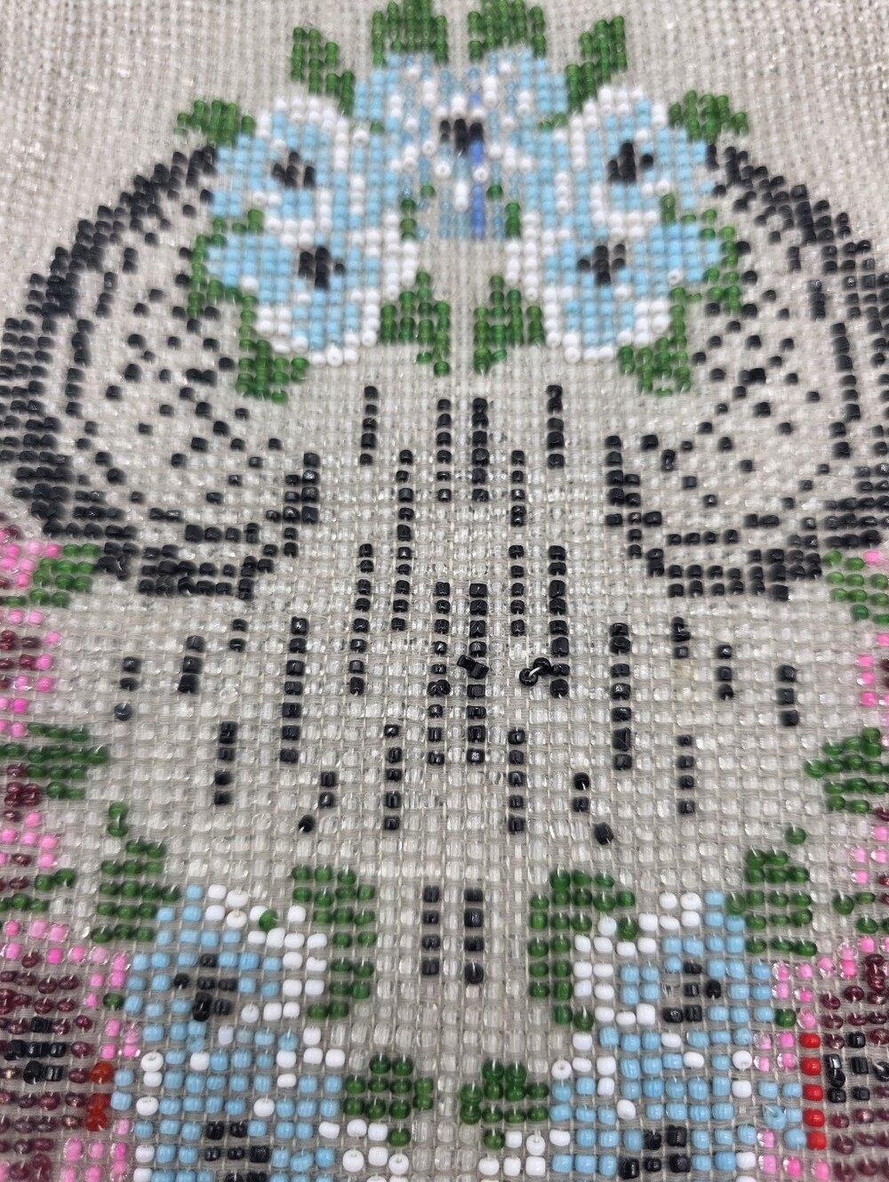 Antique Edwardian Micro Beaded Purse 1910s Floral Glass Seed Bead Evening Bag - Picture 3 of 16